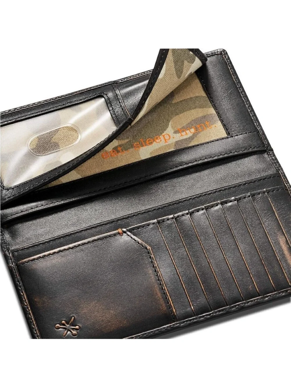 Men Black Co. DEER Long Wallet Full Grain Leather Long Bifold Wallet Hunter Gift